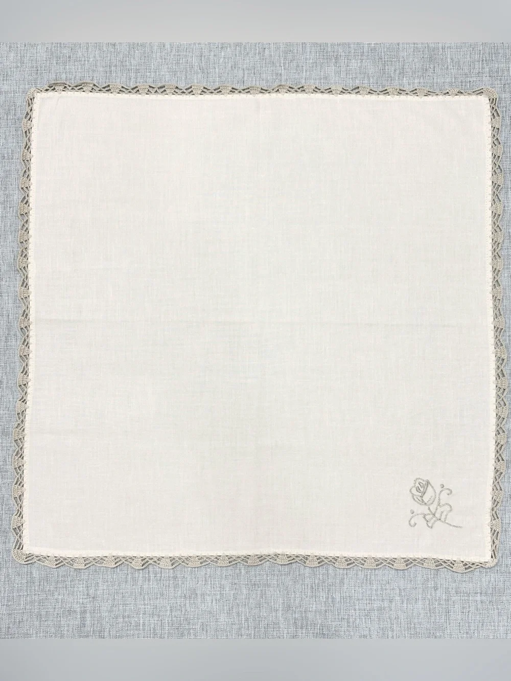 Vintage Ecru Embroidered Linen Dinner Napkins set of 8